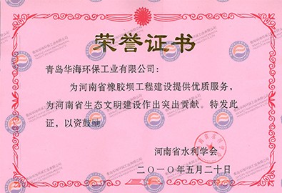 “河南省水利學(xué)會”頒發(fā)榮譽證書